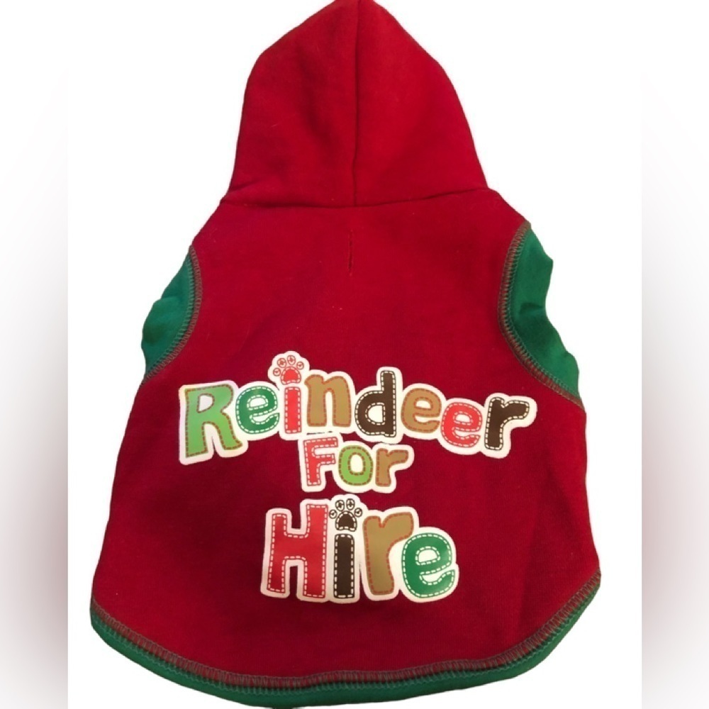 Simply Dog Reindeer For Hire Christmas Holiday Sweatshirt W/ Bling Antlers Sz. S